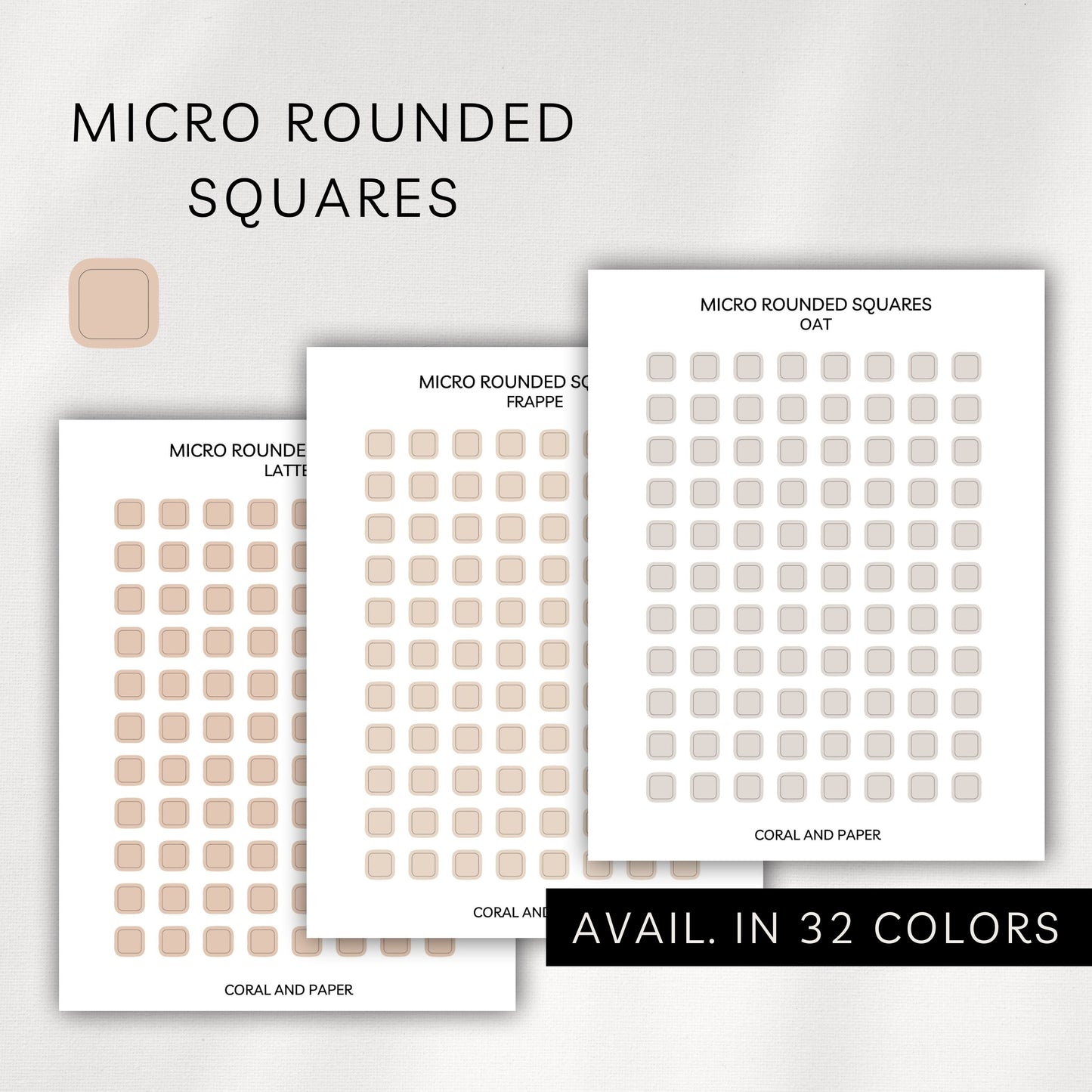Micro Rounded Squares Stickers – Transparent Planner Squares (0.18”)