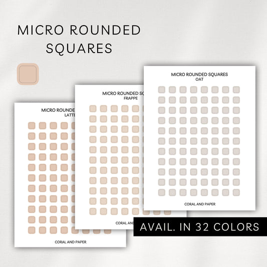 Micro Rounded Squares Stickers – Transparent Planner Squares (0.18”)
