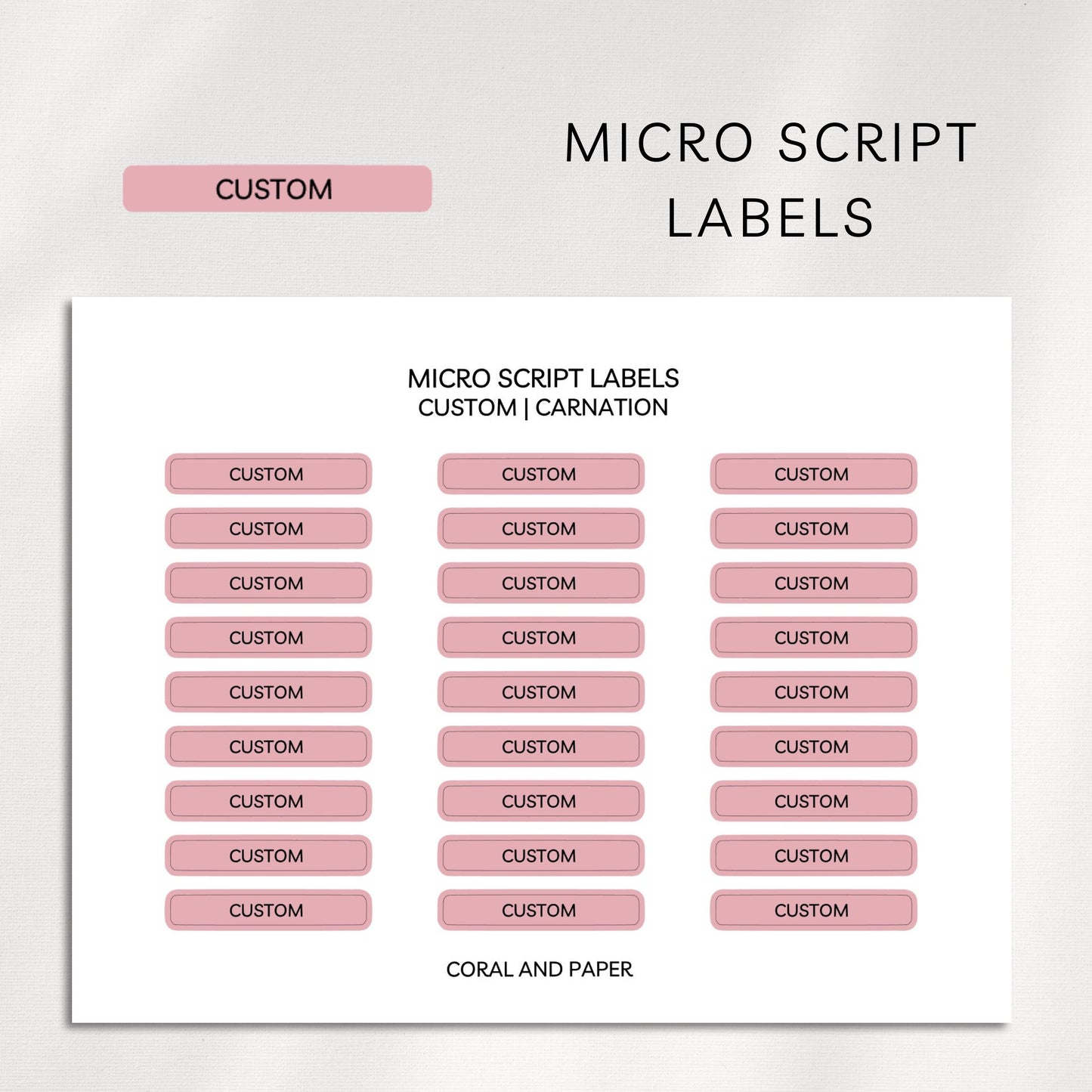 Custom Micro Script Labels - Personalized Planner Stickers