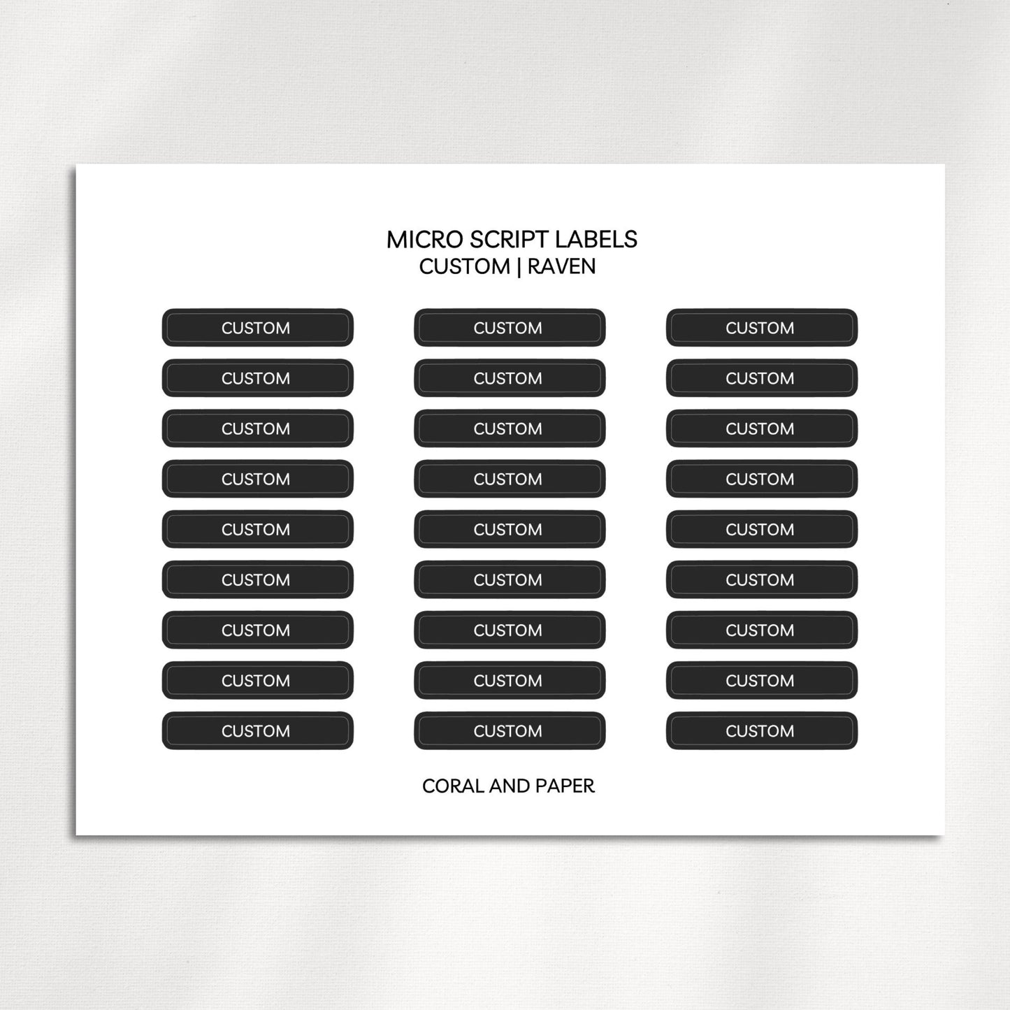 Custom Micro Script Labels - Personalized Planner Stickers
