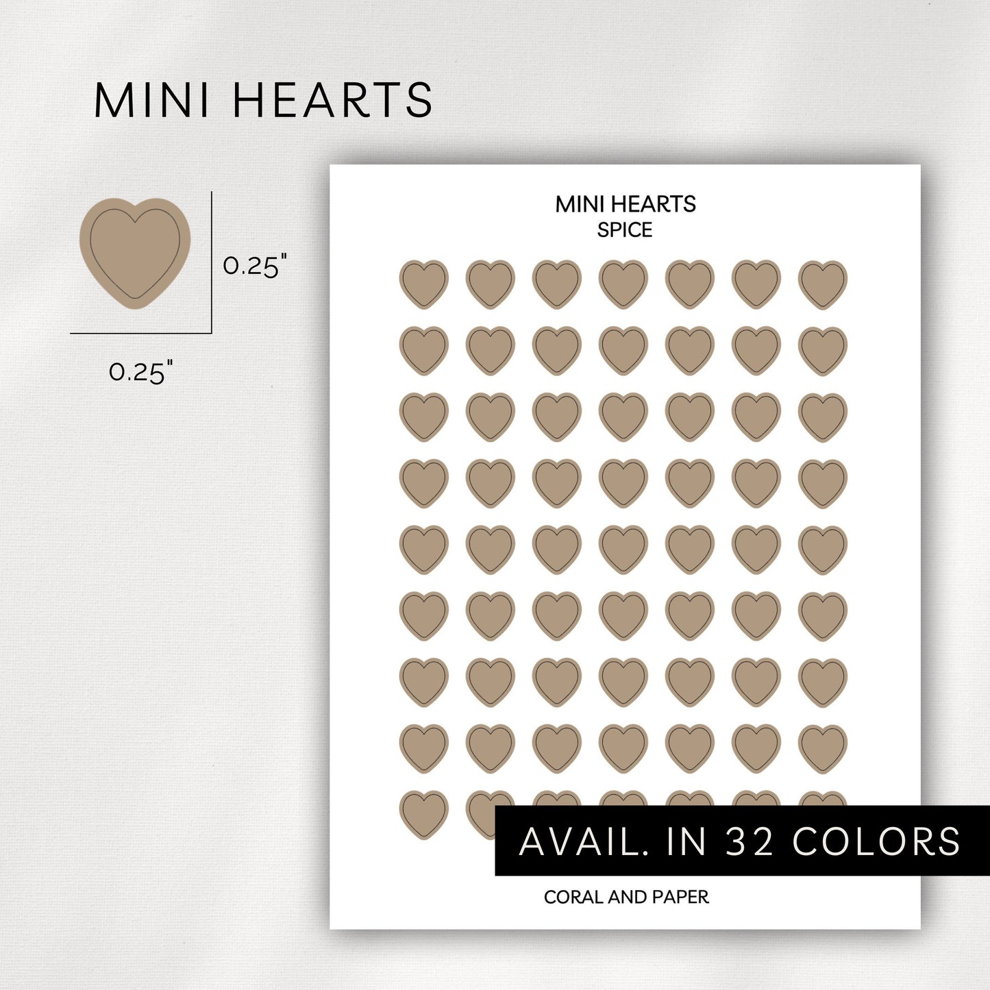 Mini Hearts Stickers – Transparent Planner Hearts (0.25”)