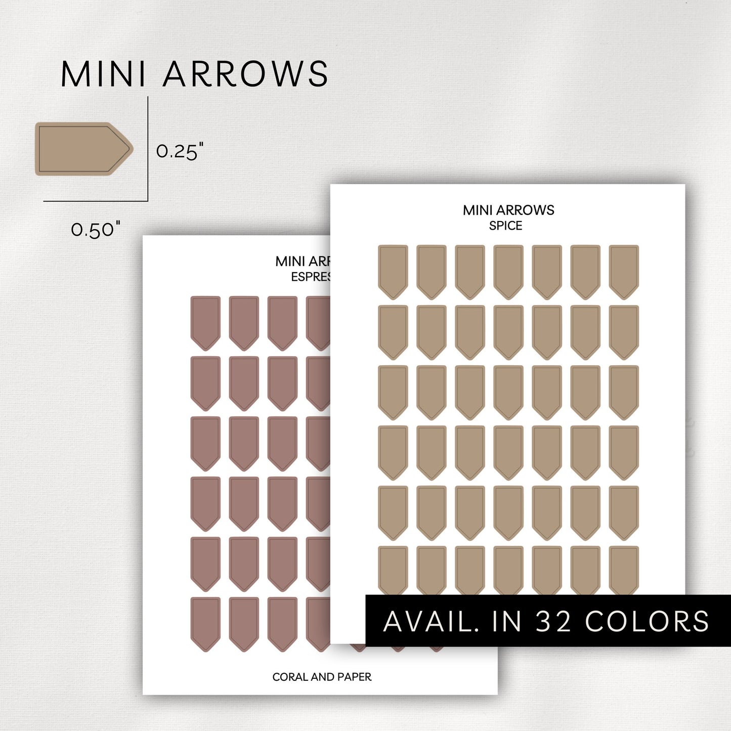Mini Arrow Stickers – Transparent Planner Arrows (0.25” x 0.50")