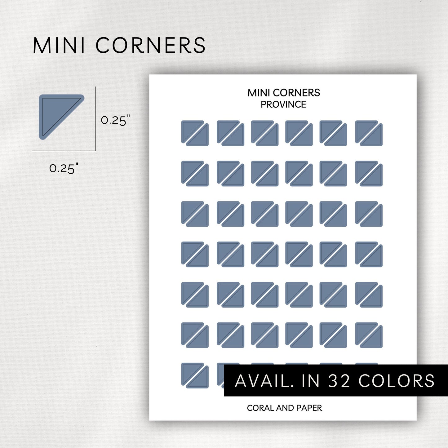 Mini Corner Stickers – Transparent Planner Corners (0.25”)