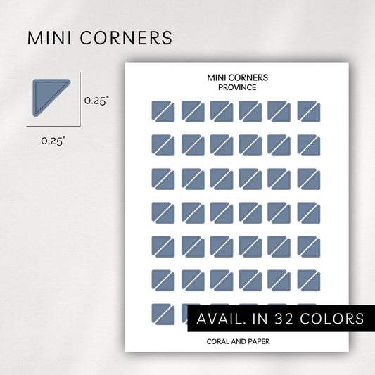 Mini Corner Stickers – Transparent Planner Corners (0.25”)