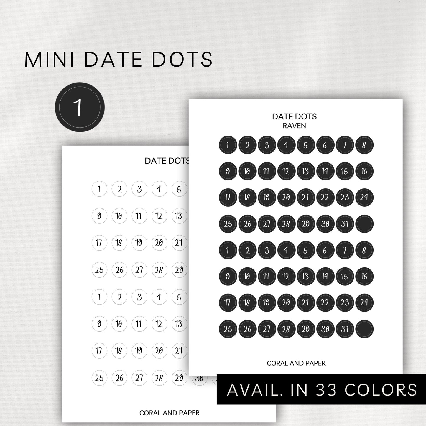Mini Date Dot Planner Stickers | Minimal Calendar Dots (0.25”)