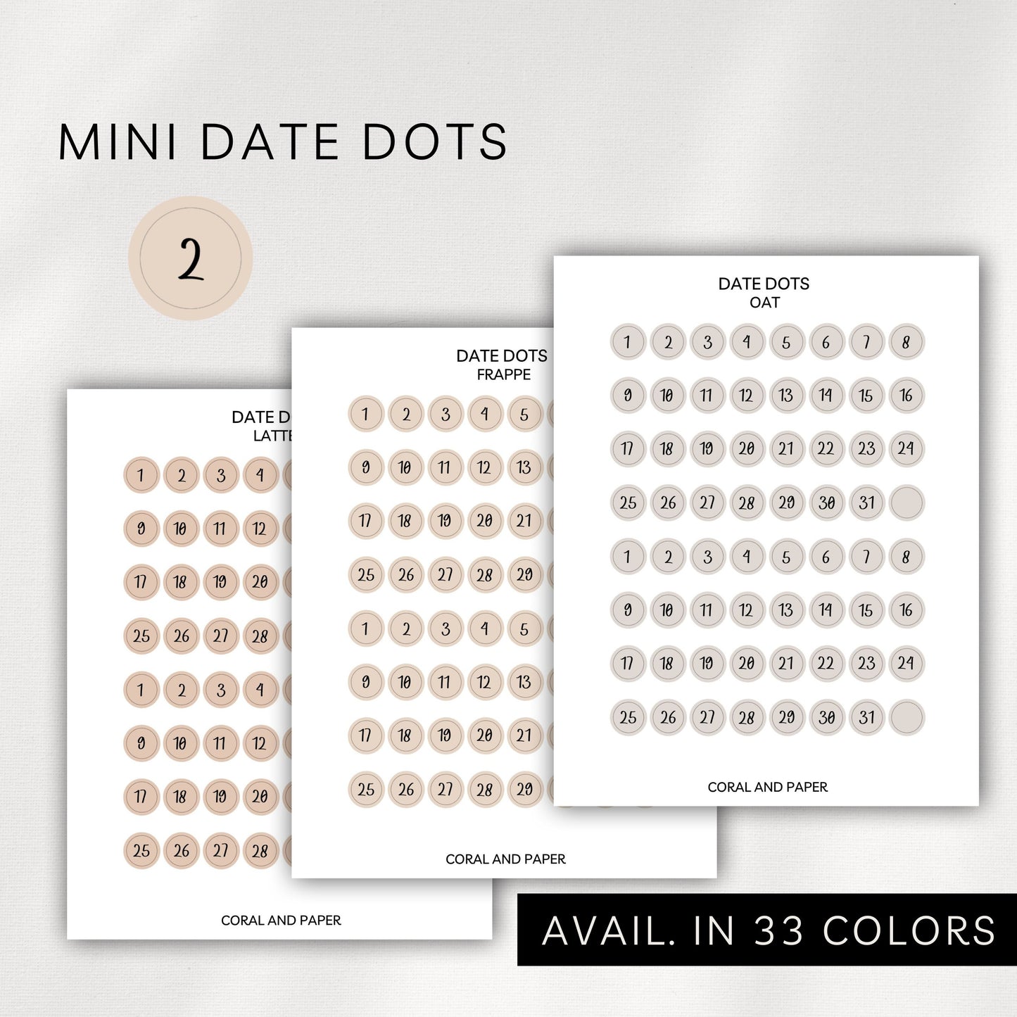 Mini Date Dot Planner Stickers | Minimal Calendar Dots (0.25”)