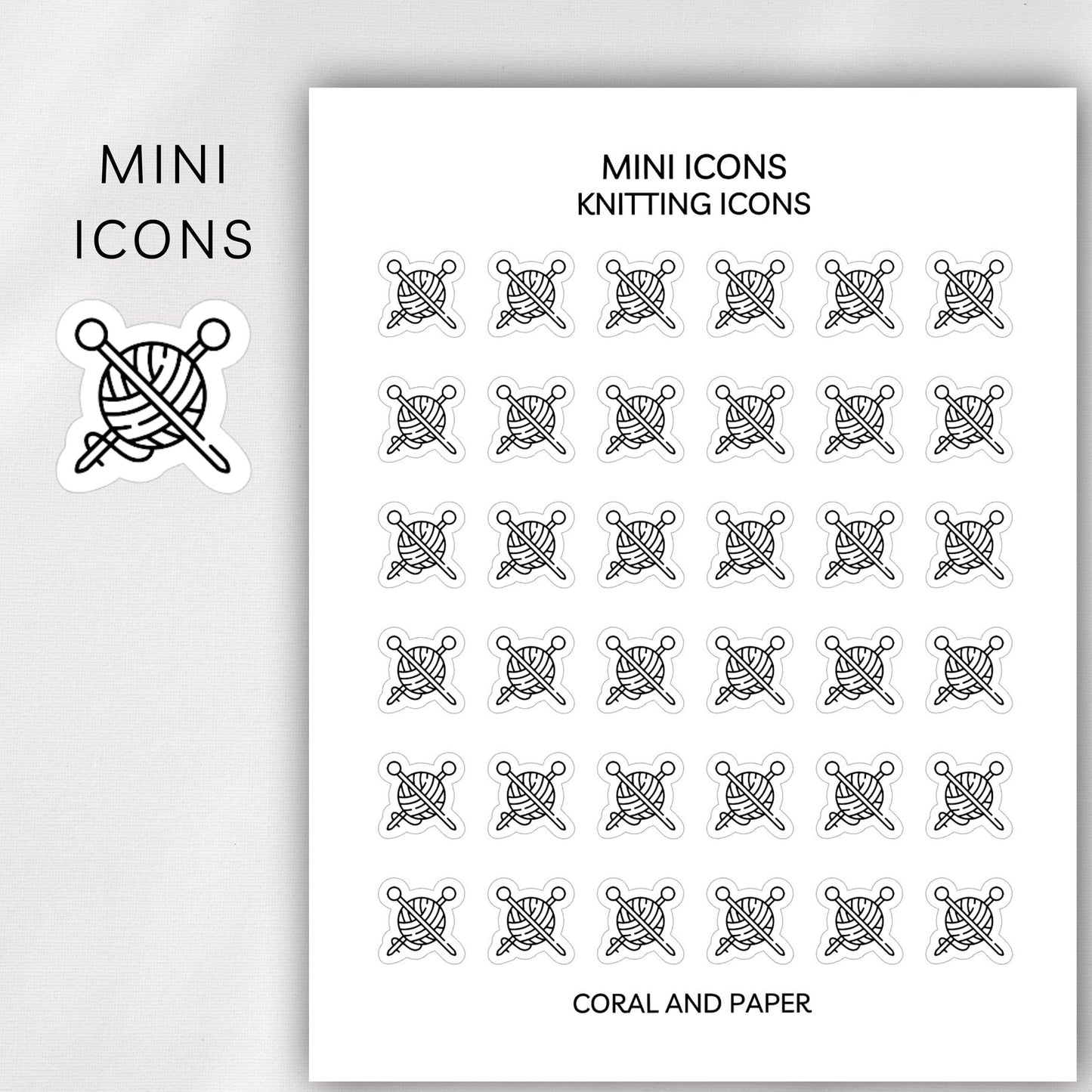 Knitting Mini Icons - Planner Stickers