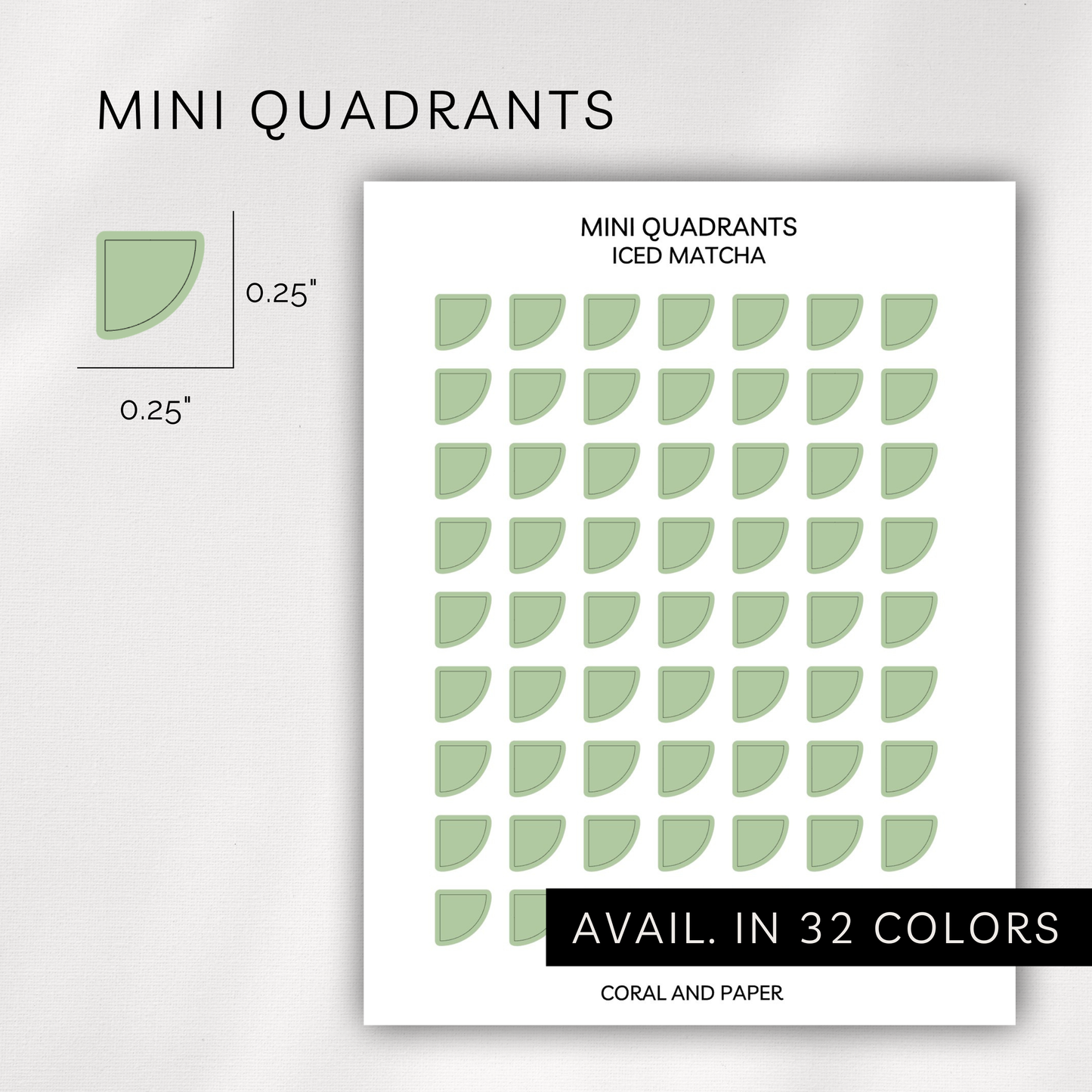 Mini Quadrants Stickers – Transparent Planner Quadrants (0.25”)