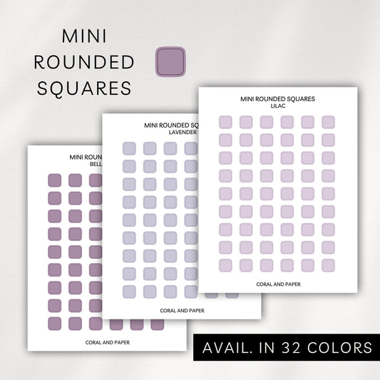 Mini Rounded Squares Stickers – Transparent Planner Squares (0.25”)