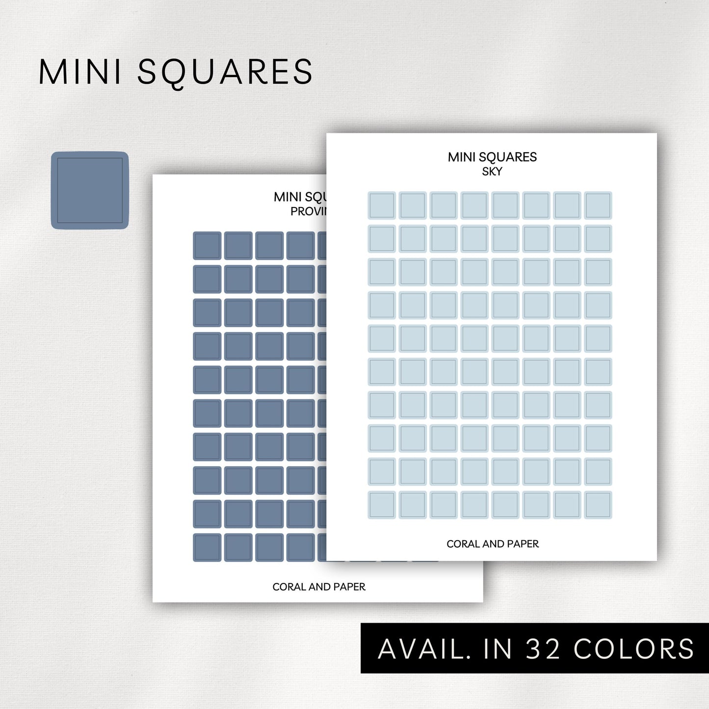 Mini Squares Stickers – Transparent Planner Squares (0.25”)
