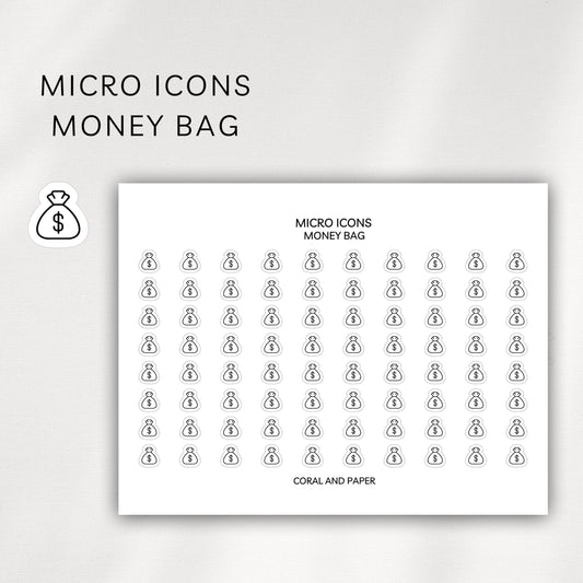Money Bag Micro Icons - Planner Stickers