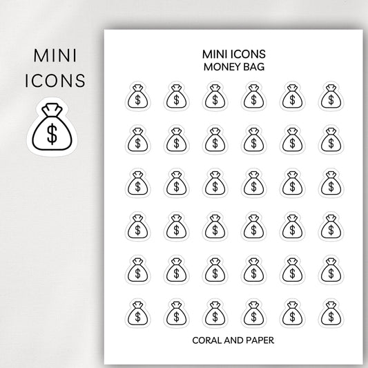 Money Bag Mini Icons - Planner Stickers