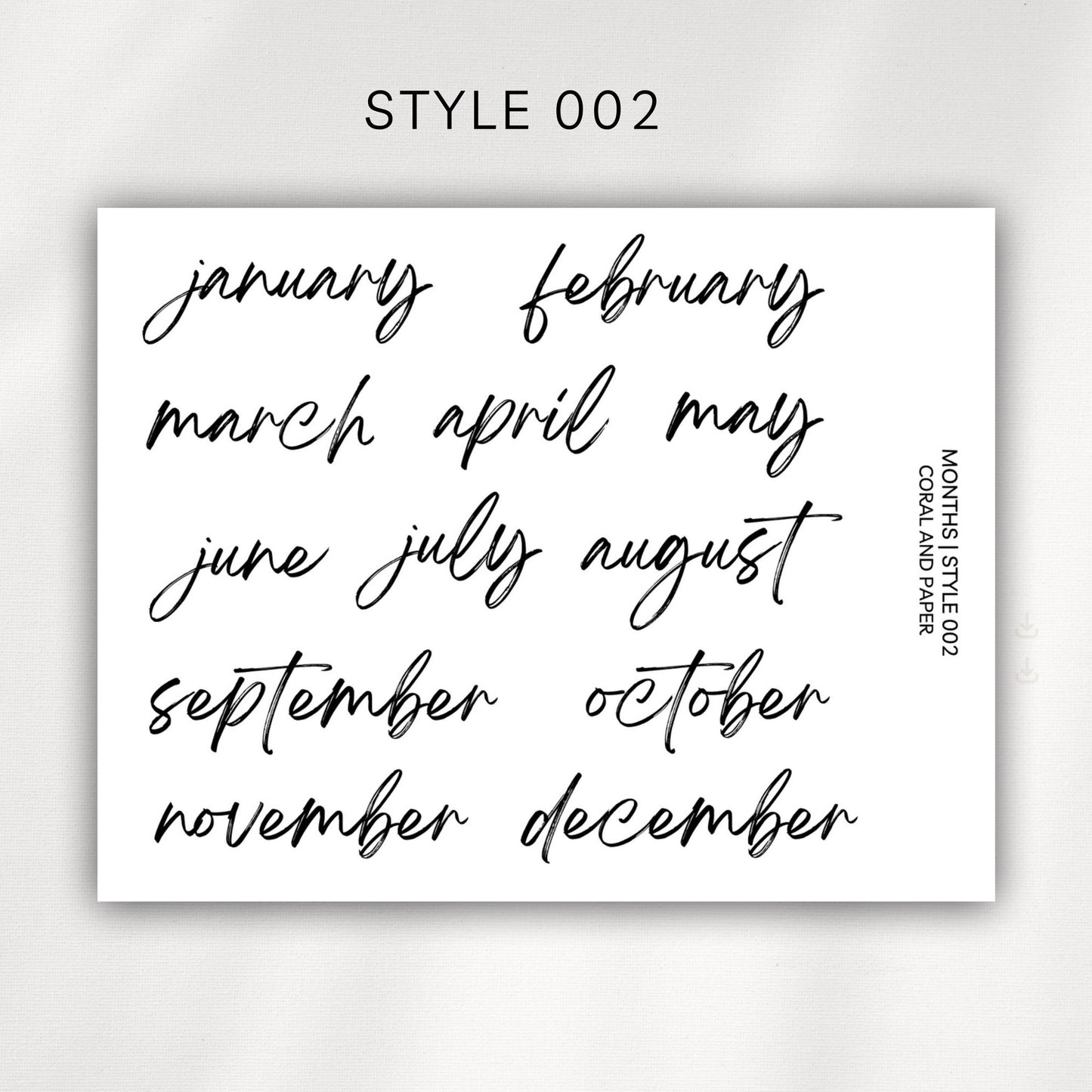 Monthly Headers – Script Planner Stickers | January to December - 001 002