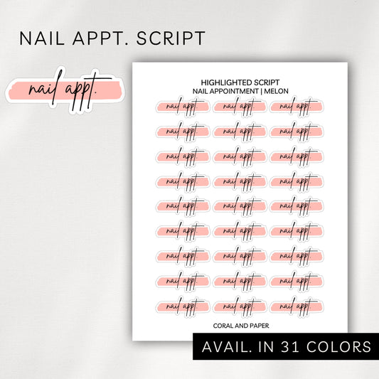Nail Appointment - Highlighted Script Stickers