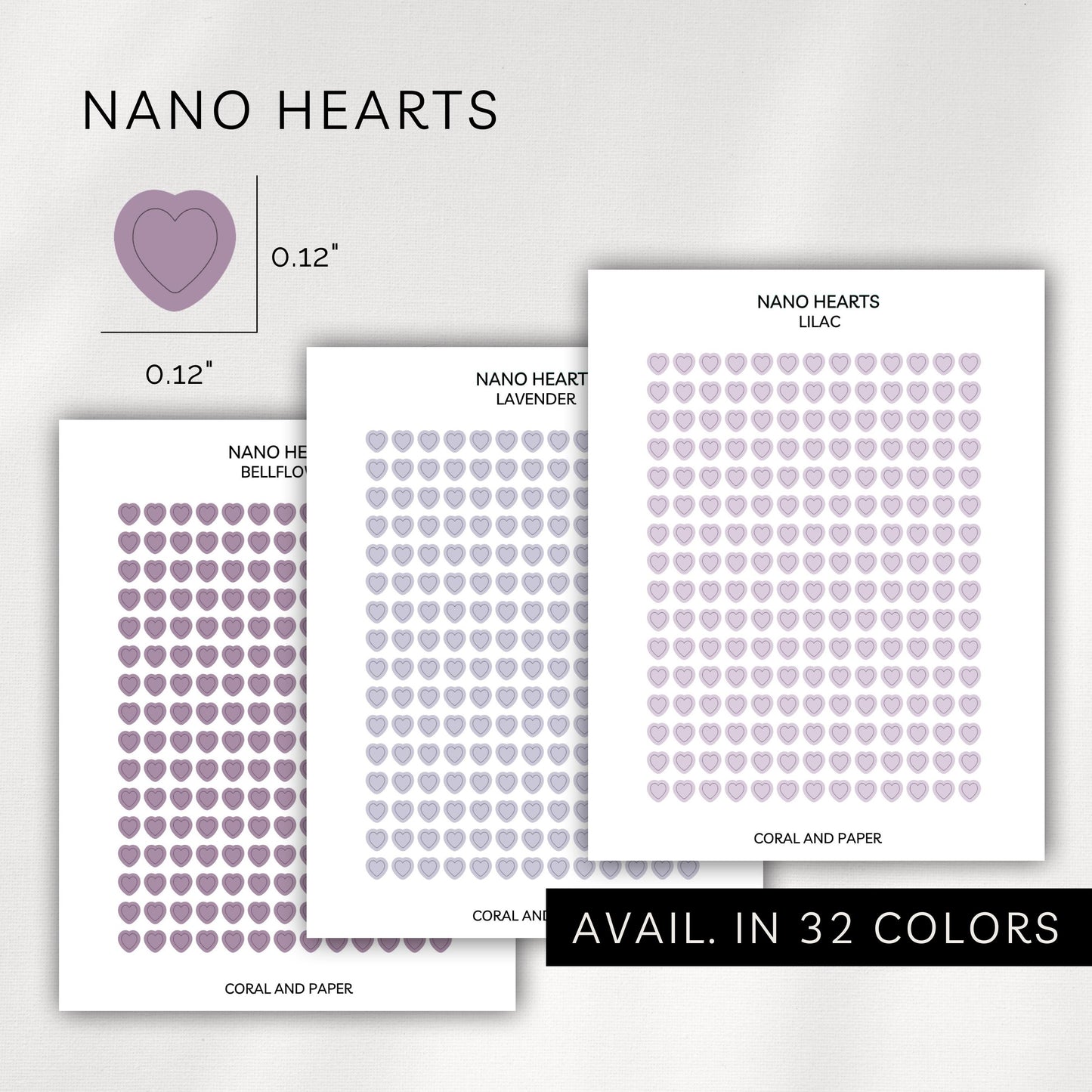 Nano Hearts Stickers – Transparent Planner Hearts (0.12”)