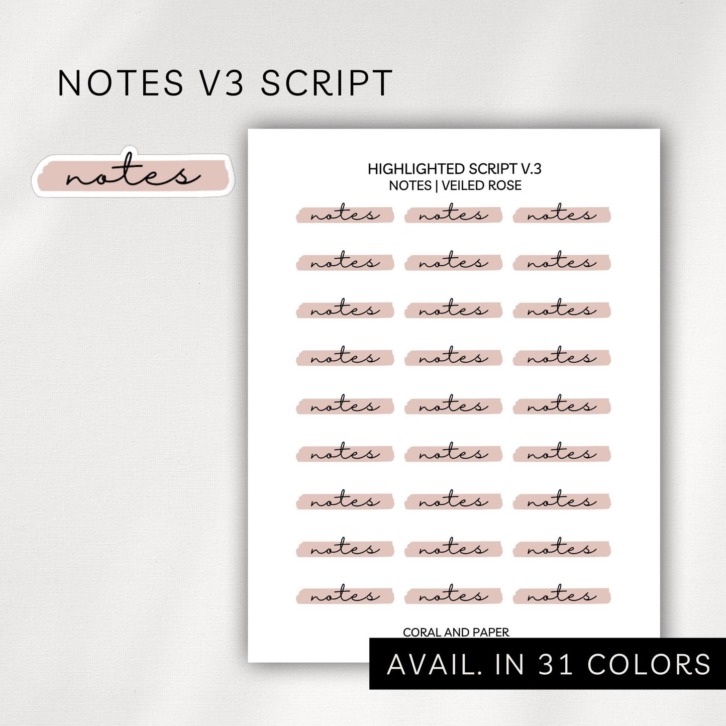 Notes - V3 Highlighted Script Stickers