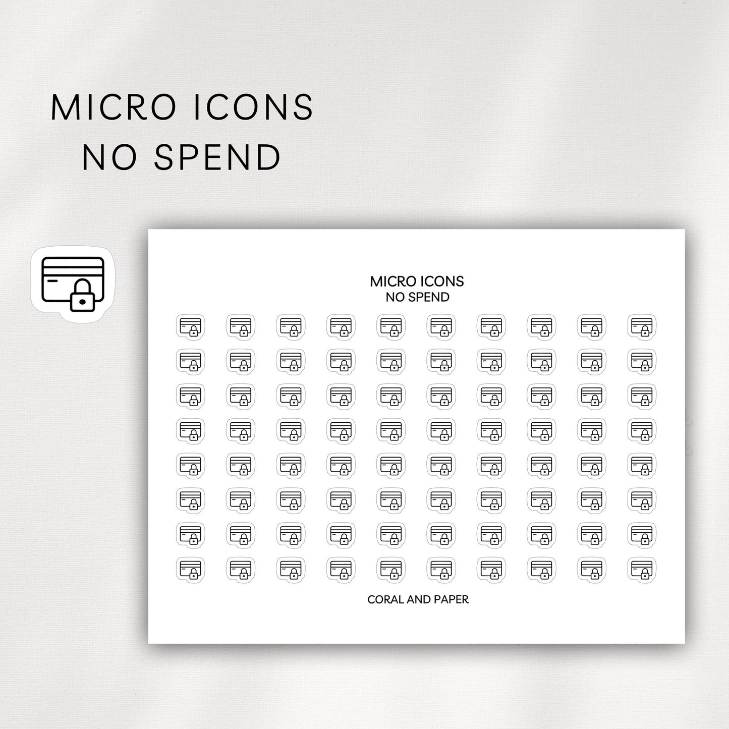 No Spend (Locked Card) Micro Icons - Planner Stickers