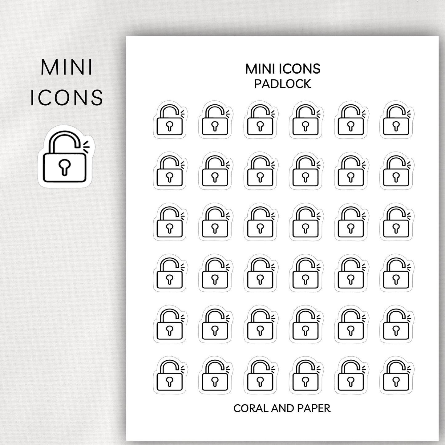Padlock Mini Icons - Planner Stickers