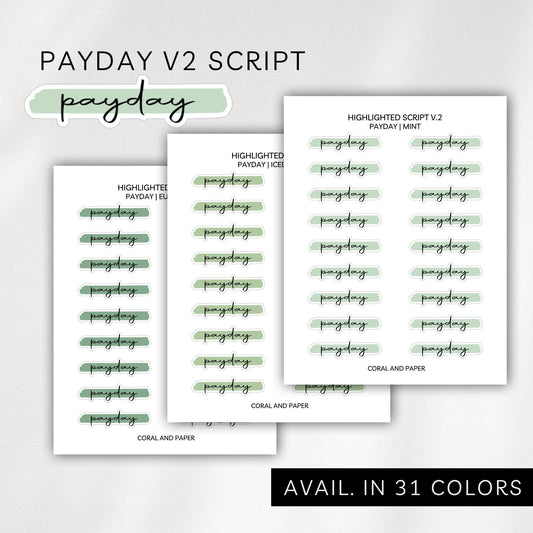Payday Highlighted V2 Script Planner Stickers