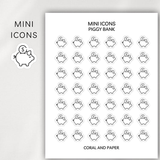Piggy Bank Mini Icons - Planner Stickers
