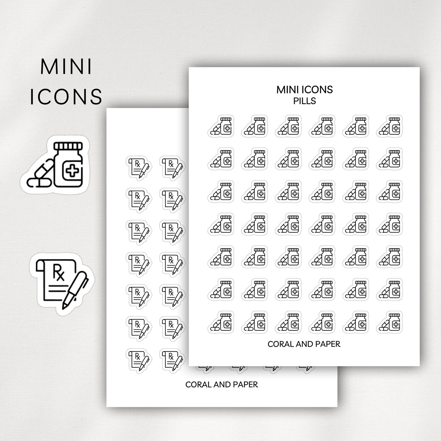 Pills / Prescription Mini Icons - Planner Stickers