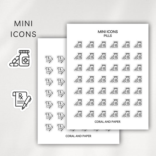 Pills / Prescription Mini Icons - Planner Stickers