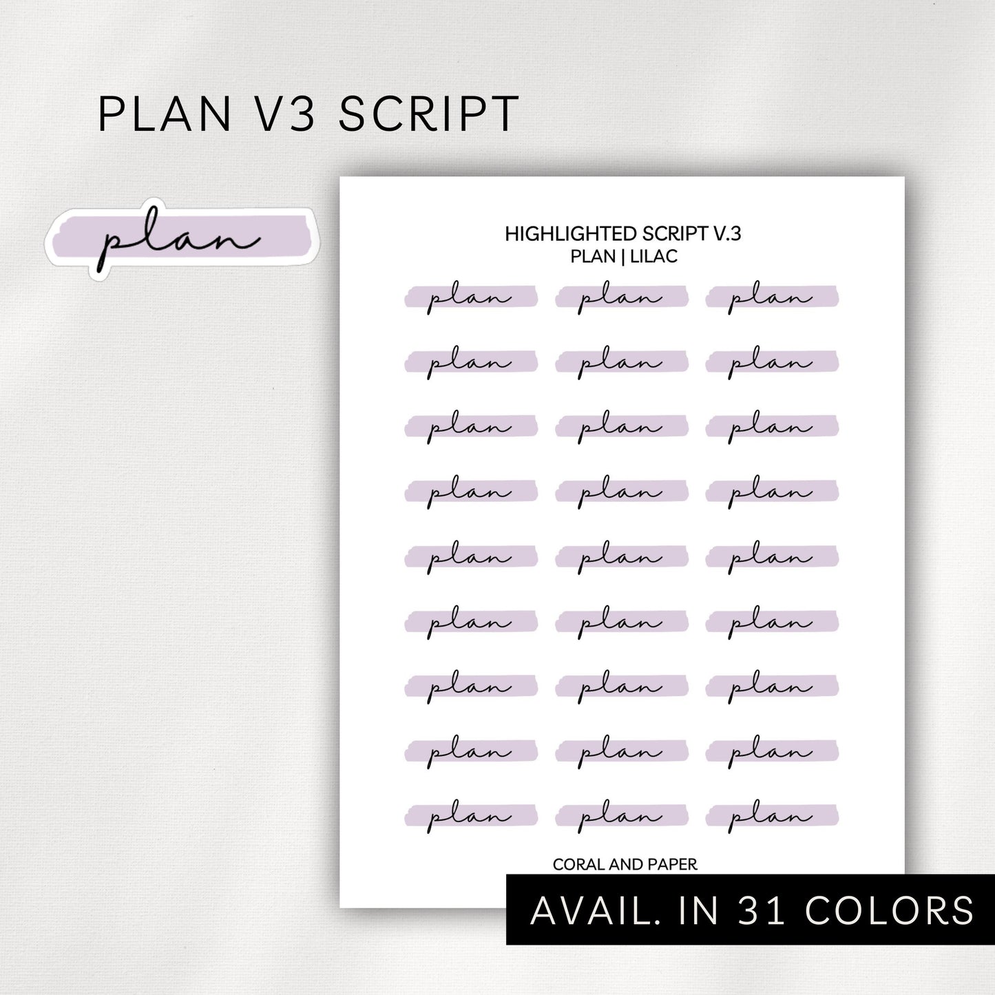 Plan - V3 Highlighted Script Stickers