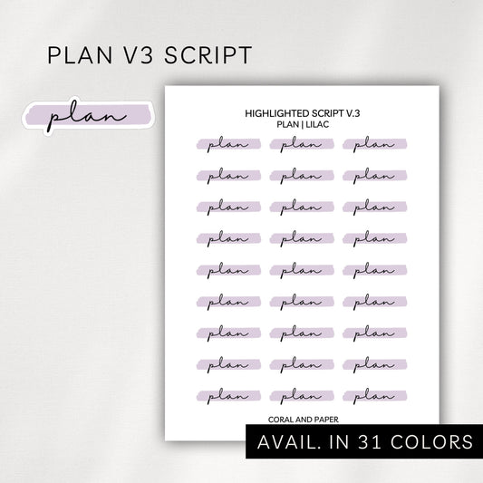 Plan - V3 Highlighted Script Stickers