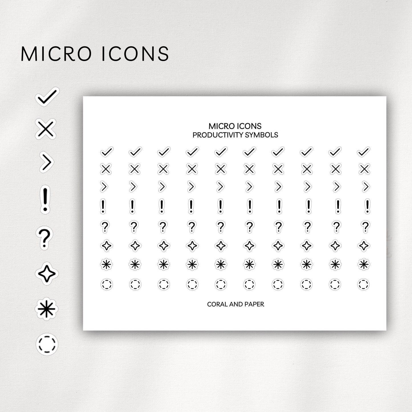 Productivity Micro Icons - Planner Stickers