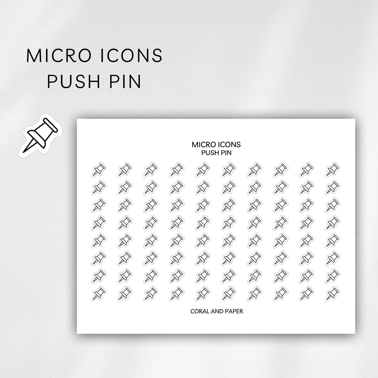 Push Pin Micro Icons - Planner Stickers