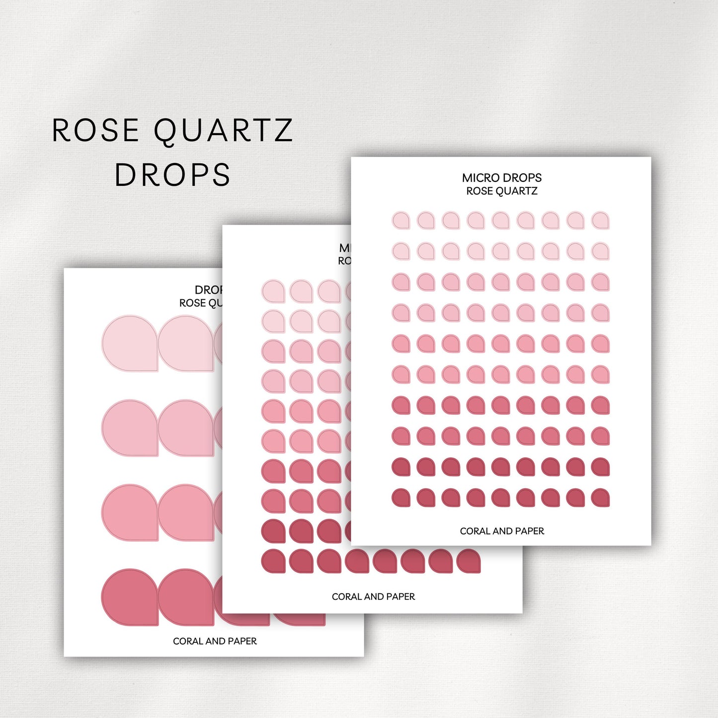 Rose Quartz Drops Planner Stickers | Minimal Functional Drop Stickers
