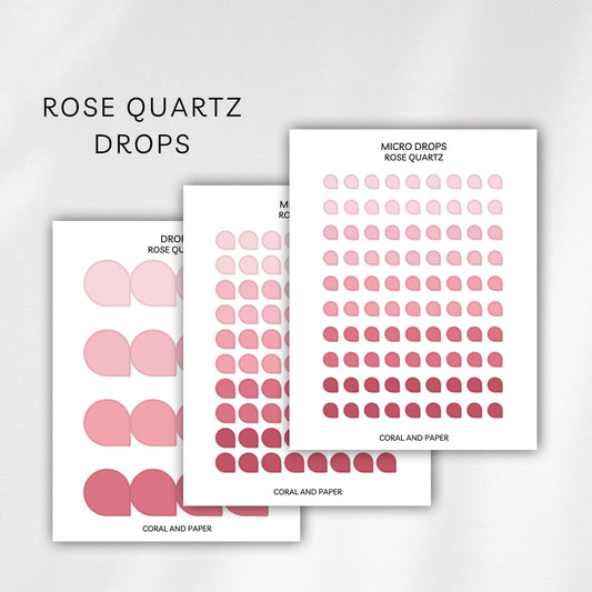 Rose Quartz Drops Planner Stickers | Minimal Functional Drop Stickers