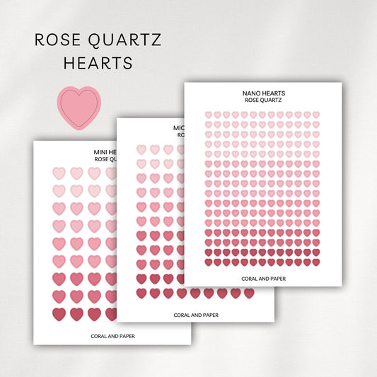 Rose Quartz Hearts Planner Stickers | Minimal Functional Hearts Stickers