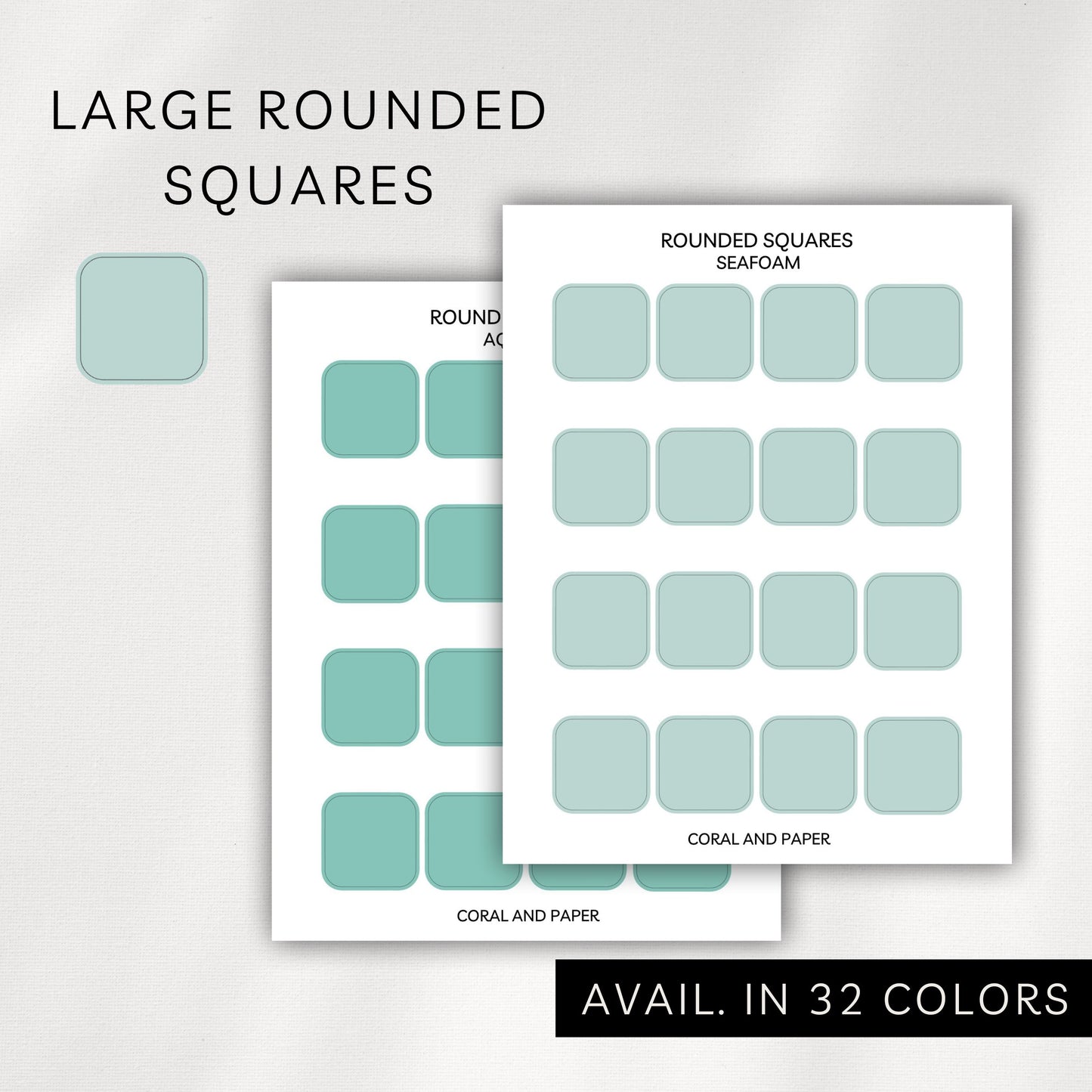 Rounded Squares Stickers – Transparent Planner Squares (0.63”)
