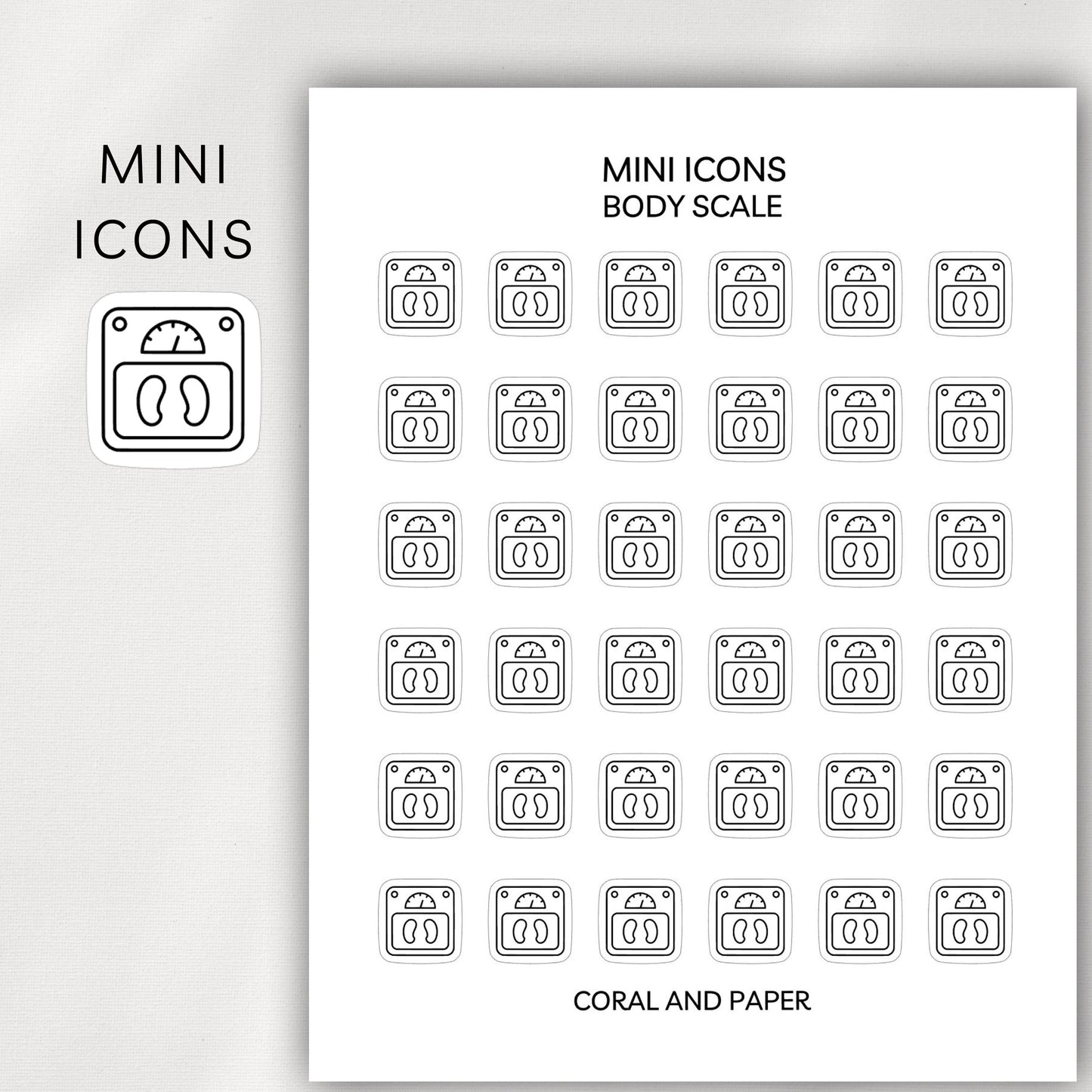 Weight Scale Mini Icons - Planner Stickers