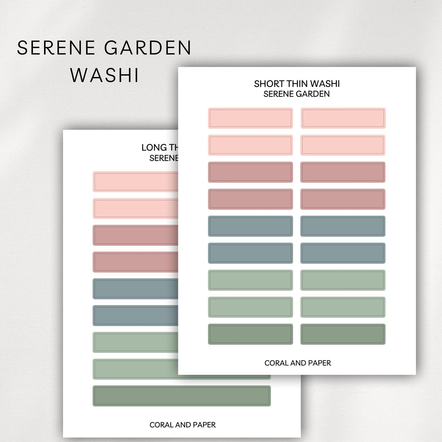 Serene Garden Washi Planner Stickers | Minimal Functional Washi