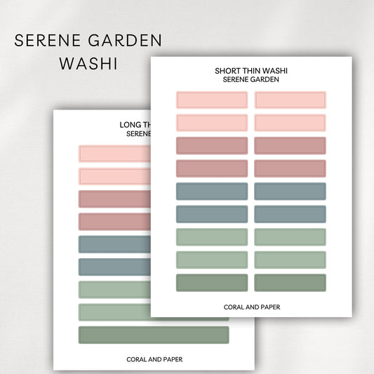 Serene Garden Washi Planner Stickers | Minimal Functional Washi