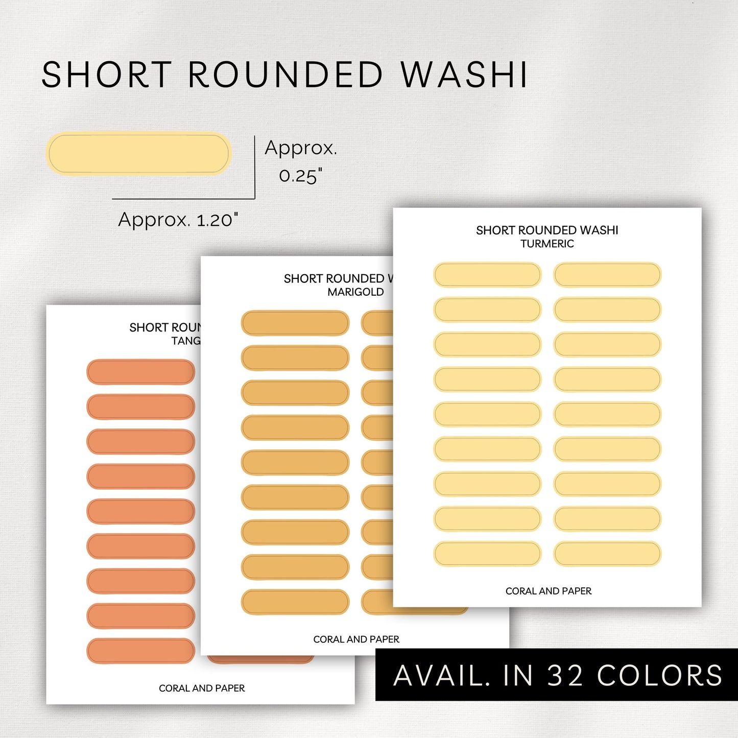 Short Rounded Washi Strips – Transparent Planner Stickers