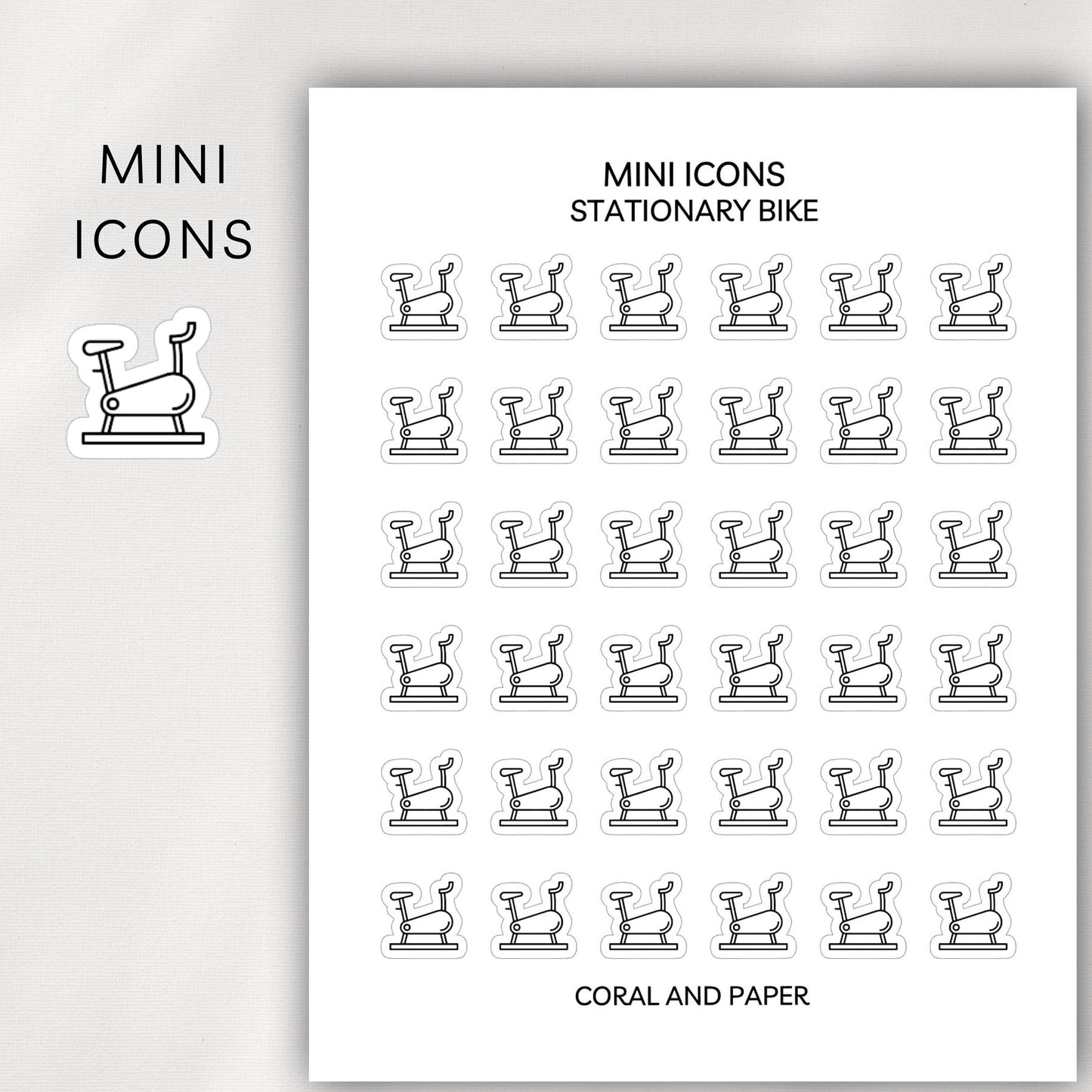 Stationary Bike Mini Icons - Planner Stickers