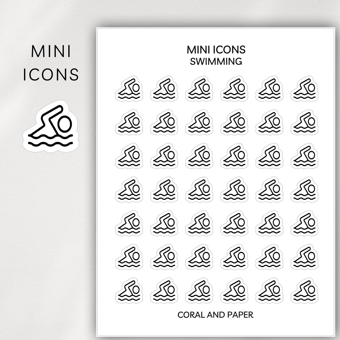 Swimming Mini Icons - Planner Stickers