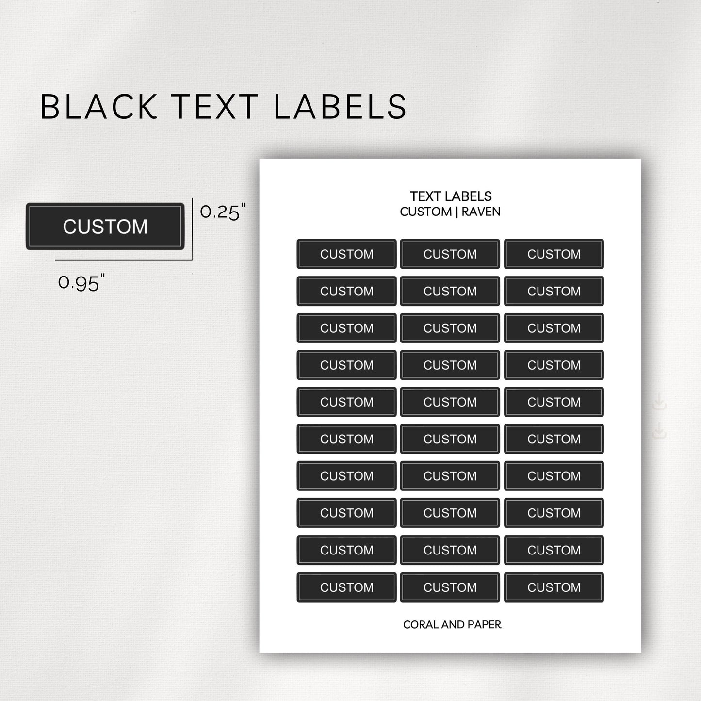 Black Custom Text Labels | Personalized Planner Stickers