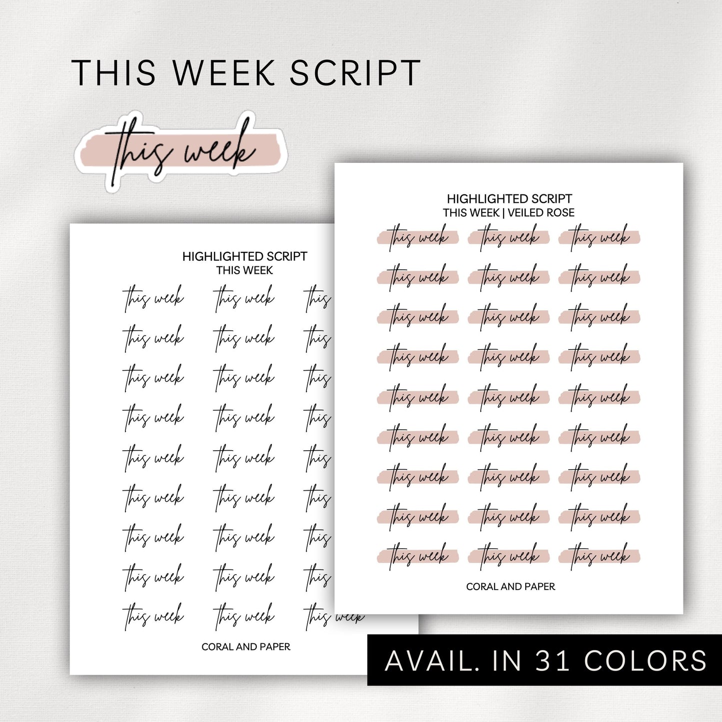 This Week - Highlighted Script Stickers