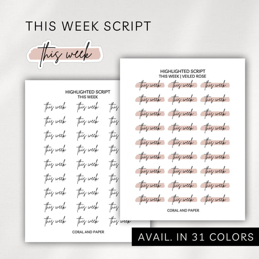 This Week - Highlighted Script Stickers