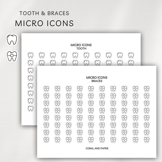 Tooth & Braces Micro Icons - Planner Stickers