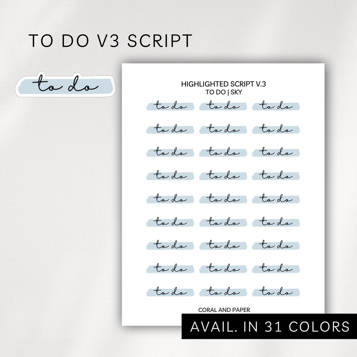 To Do - V3 Highlighted Script Stickers