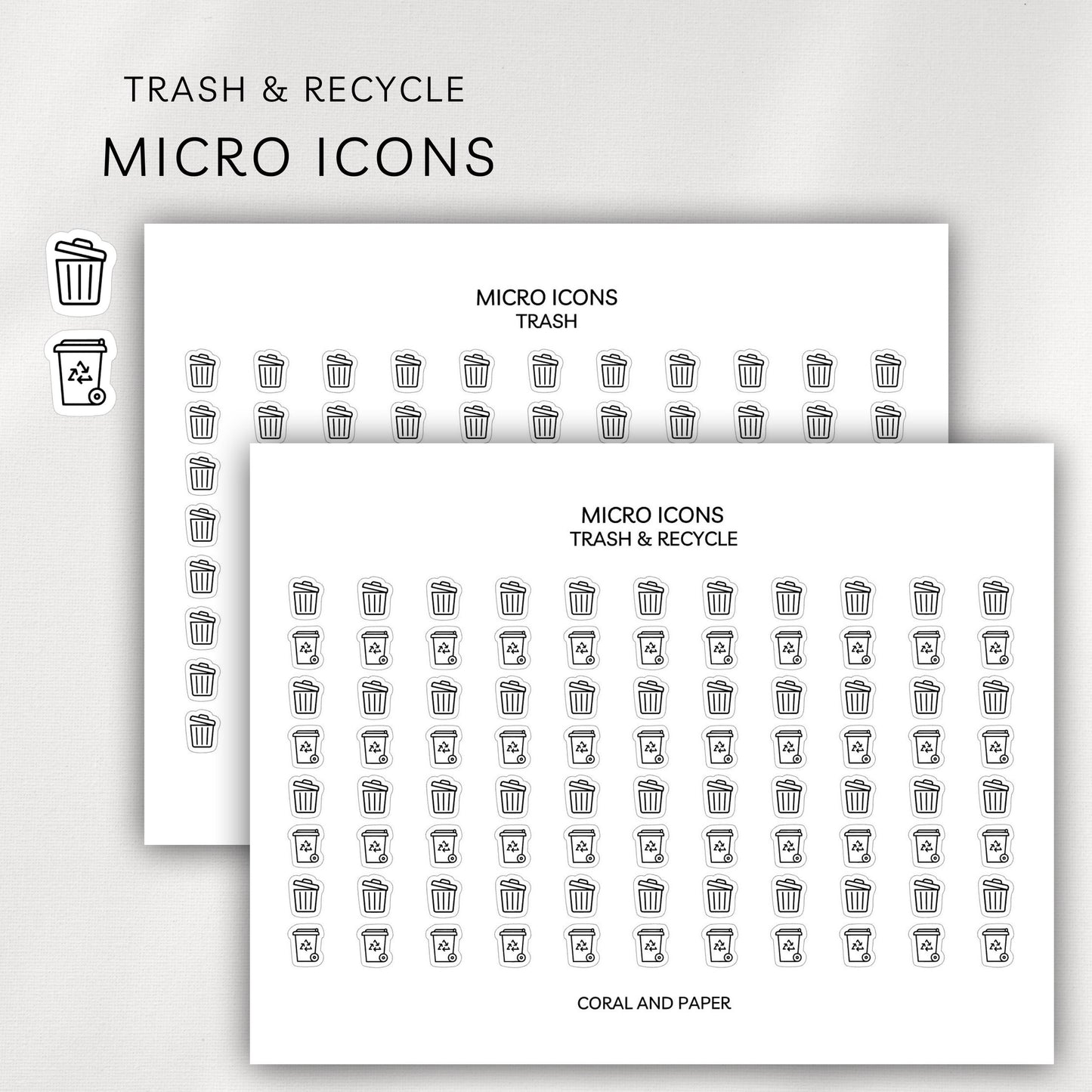 Trash & Recycle Micro Icons - Planner Stickers
