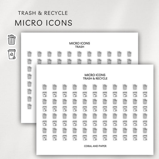 Trash & Recycle Micro Icons - Planner Stickers