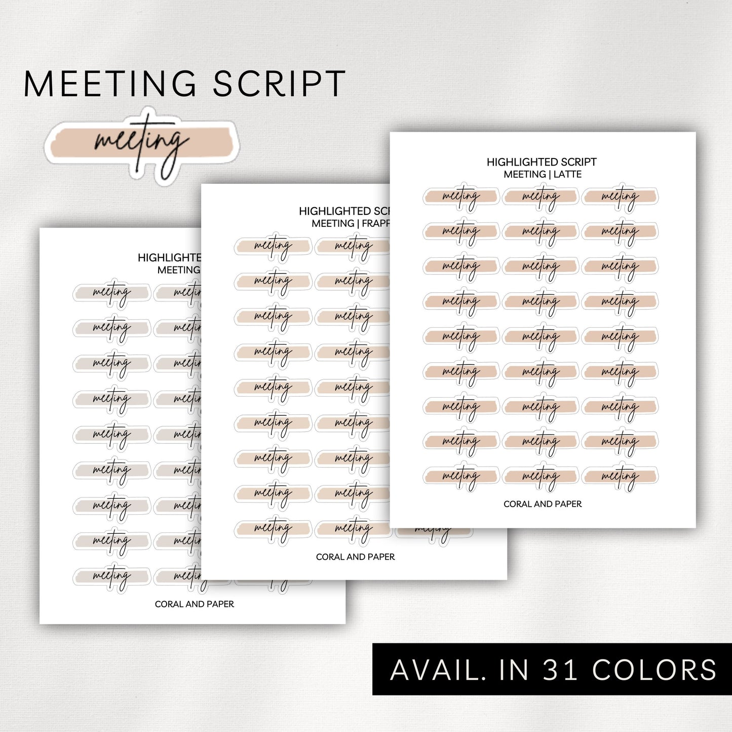 Meeting - Highlighted Script Stickers