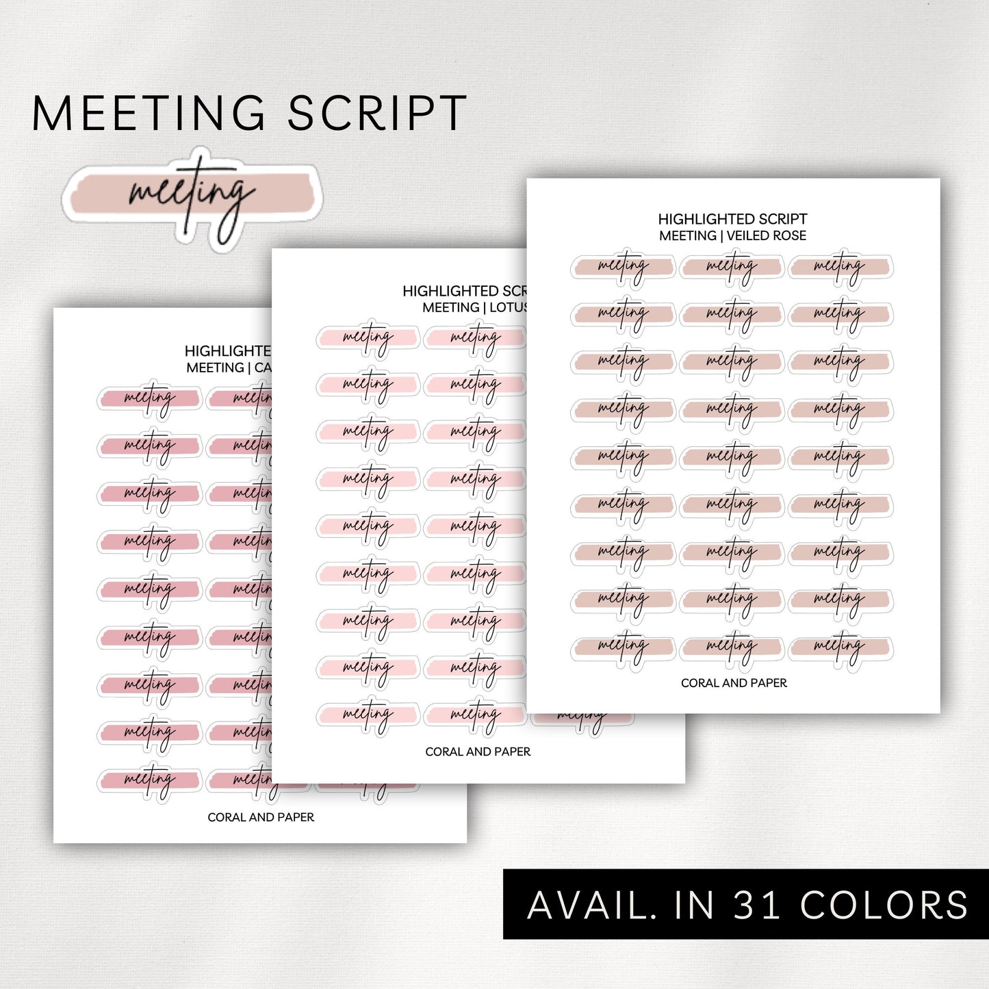Meeting - Highlighted Script Stickers