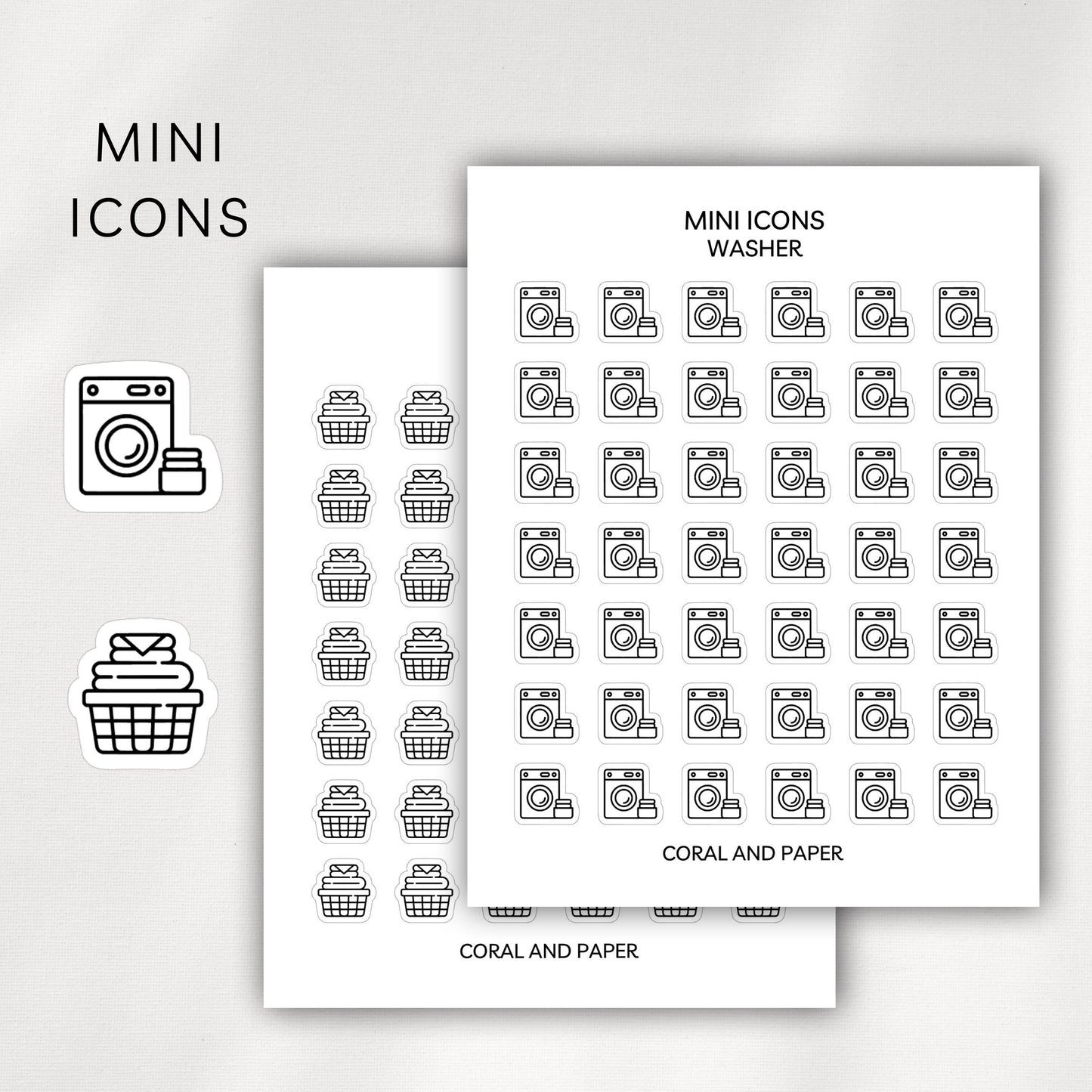 Laundry - Washer Mini Icons - Planner Stickers